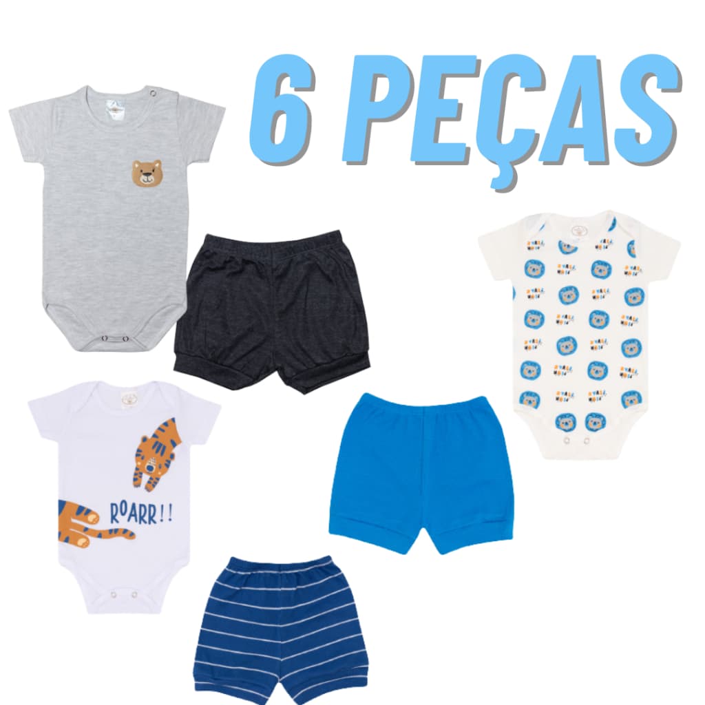 Kit Body Bebê 6 Peças, Roupa de Verão, Roupa de Bebe Sortido