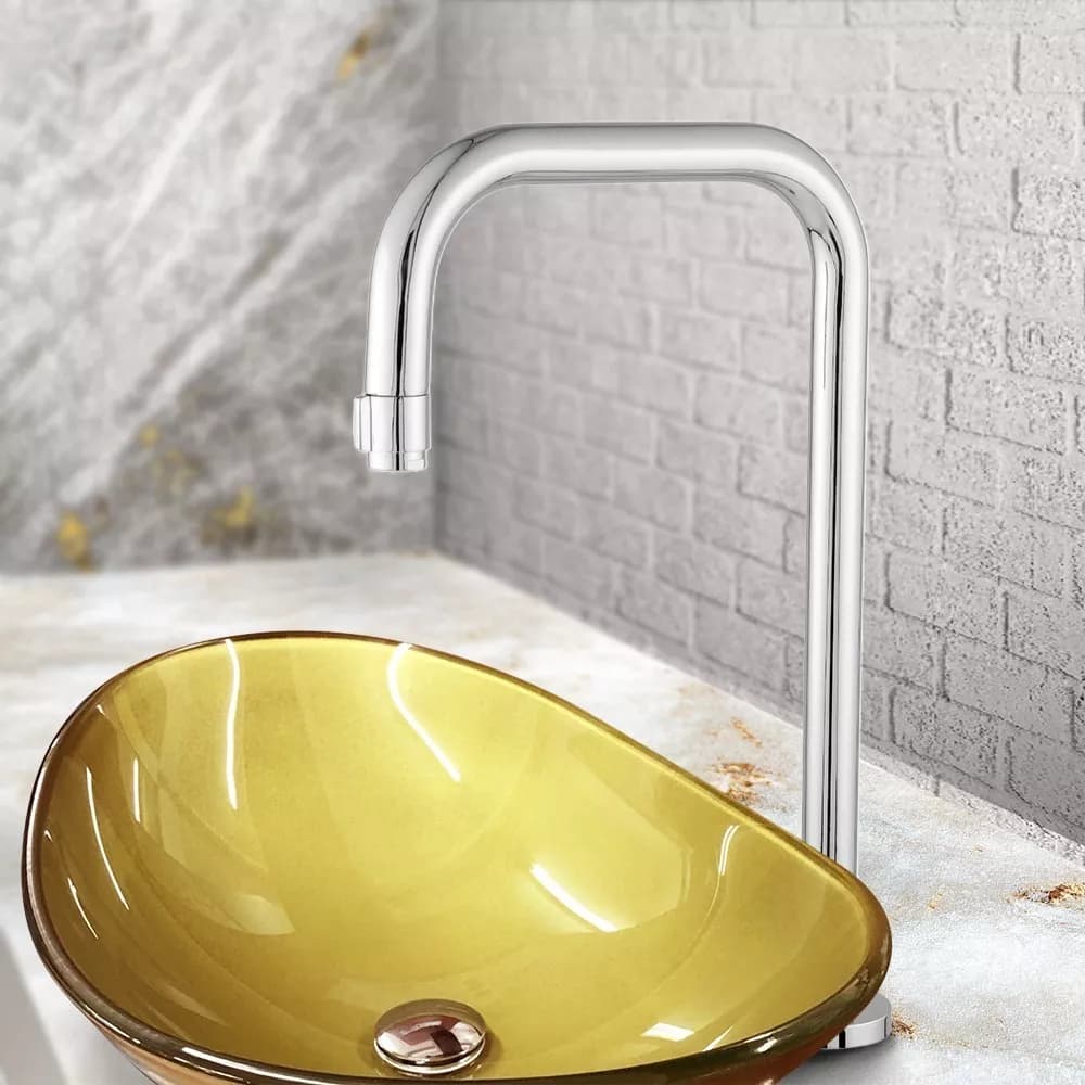 Torneira Lavatório Banheiro Cromada Reta Alta Para Cuba Sobrepor Luxo Metal