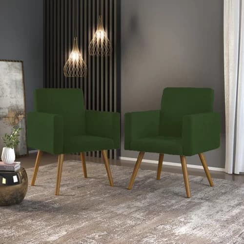 Kit 2 Poltronas Cadeira Nina Verde Decorativa Quarto Sala Recepção.
