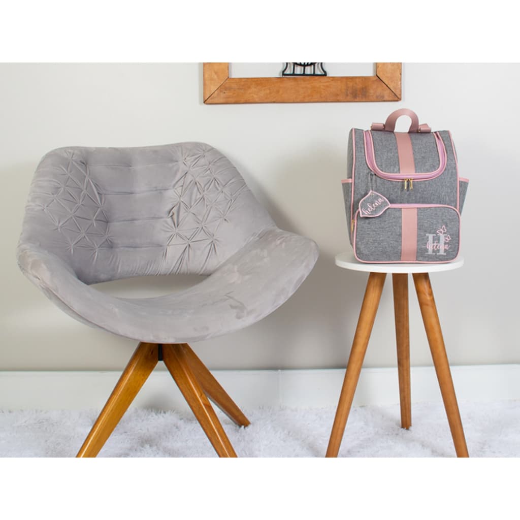 Mochila Maternidade 2 Em 1 Personalizada Bordado Sobreposto Com Nome e Inicial