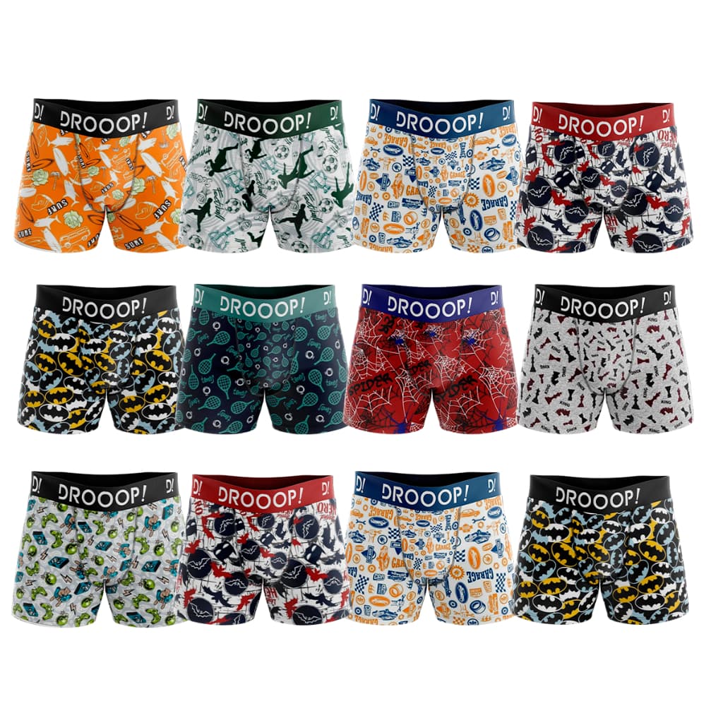 Kit 12 Cuecas Infantil Boxer Droop! - Lindas