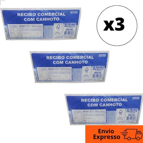 Recibo Comercial Com Canhoto C/50 Folhas 200mmx91mm