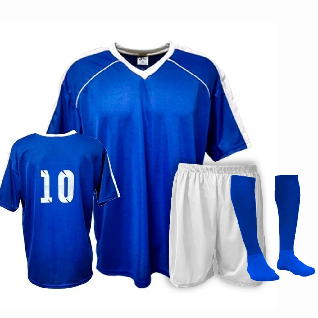 Kit Jogo 1 Camisas Numerada + 1 Calção Fardamento Futebol + 1 par Meião Profissional