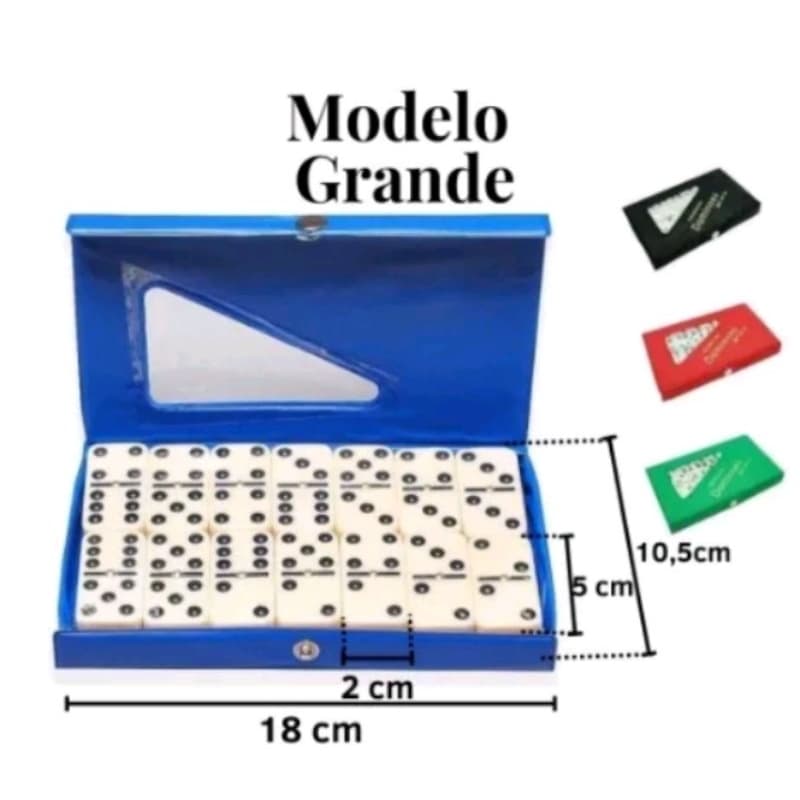 Jogo De Dominó GRANDE GROSSO 11MM De Osso Profissional Com 28 Peças Com Estojo De Maleta Alta Qualidade