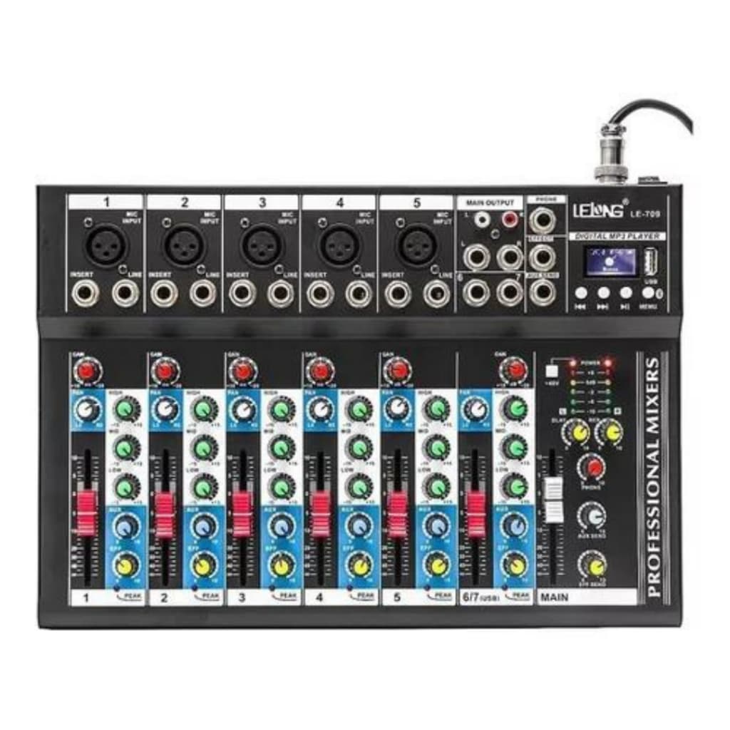Mesa de Som 7 Canais Console Lelong de mistura 110V/220V