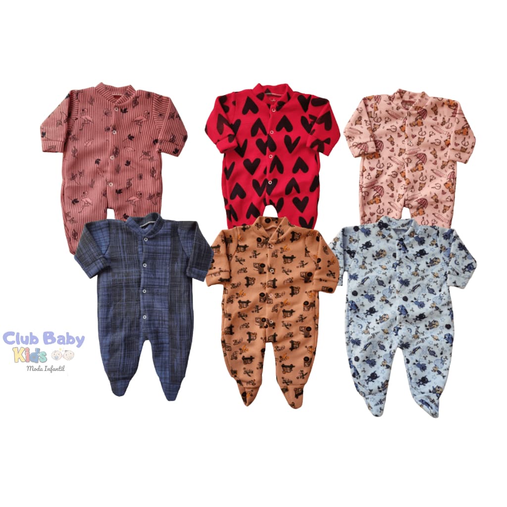 Kit 3 Macacão de Bebê  Soft Quentinho e Confortável  Infantil P - M - G