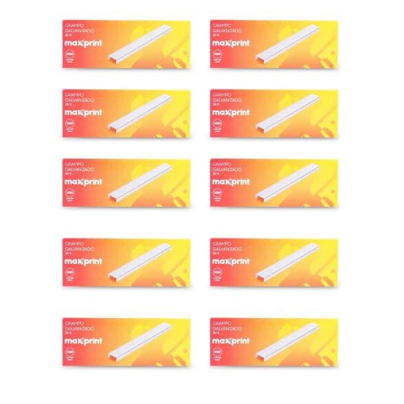 Grampo 26/6 Maxprint Kit Com 10 Caixas C/5000 Unidades Cada