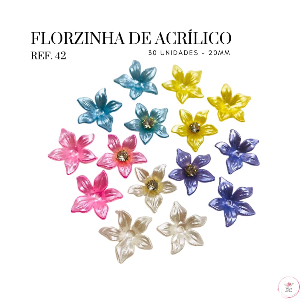 Florzinha de Acrílico 20mm Ref.42 (Escolha a partir de 30 Unidades) para Laços e Tiaras