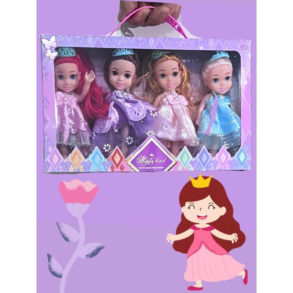 Kits de Quatro Bonecas Princesas com Estilos Diferentes