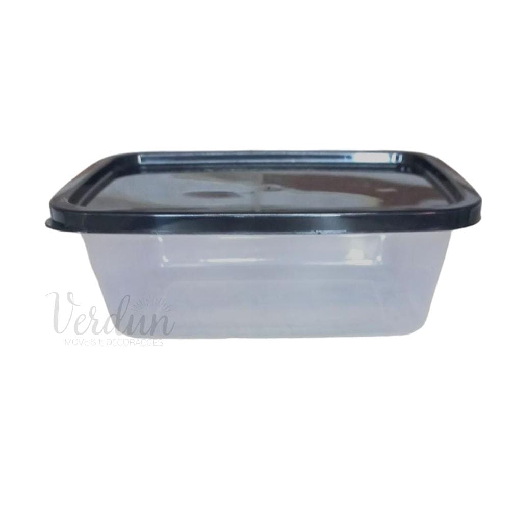 Kit 10 Potes Marmita Fitness Livre BPA 1 litro Congelar Marmita Semanal 1000 Ml Transparente com Tampa Preta Resistente