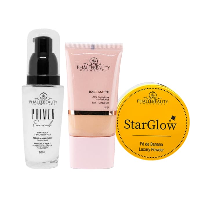 Kit Base Matte + Pó  PhálleBeauty +Primer PH0160 PhálleBeauty