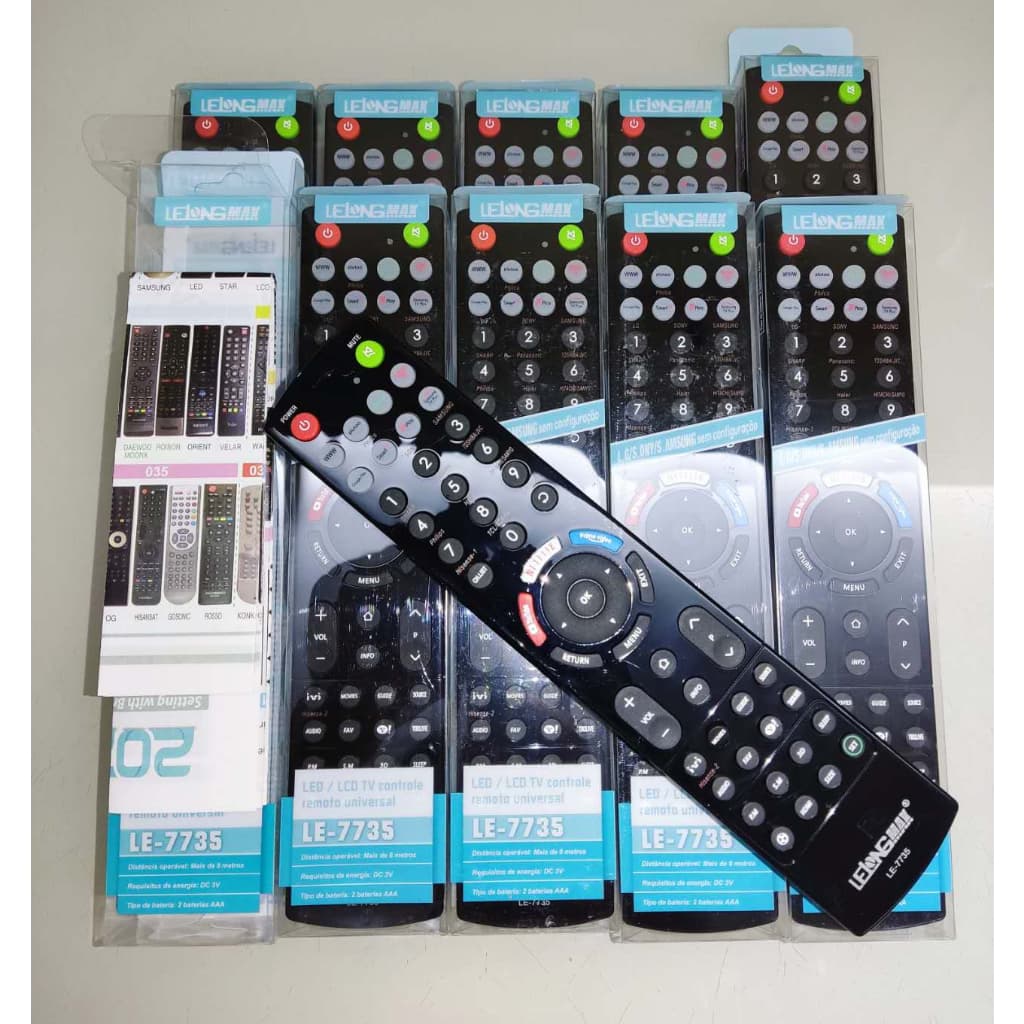 kit 10/6 CONTROLE REMOTO UNIVERSAL LE-7735/le7734 PARA TODAS SMART TV LED NETFLIX YOUTUBE