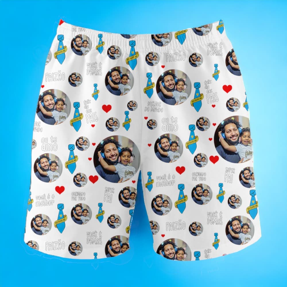 Samba-Canção com Foto Dia dos Pais Shorts Masculino Pijama