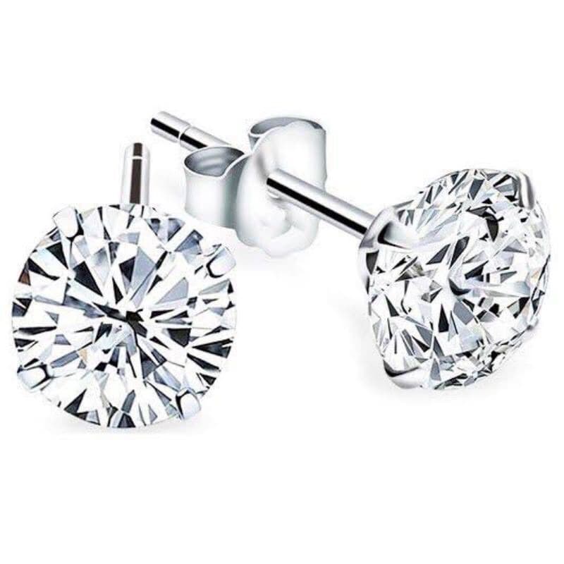 Par de Brinco Zircônia Cravejado Masculino Feminino Pedra Brilhante Prata