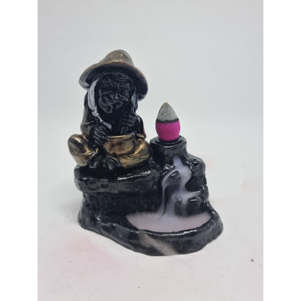 Incensário Cascata Wicca Bruxa com Caldeirão 10 cm