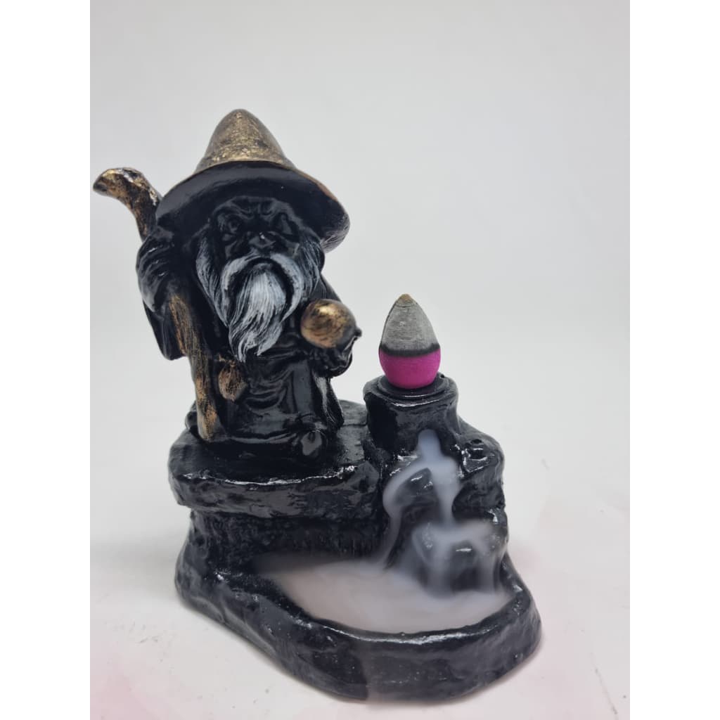 Incensário Cascata Wicca Mago em Resina 11 cm