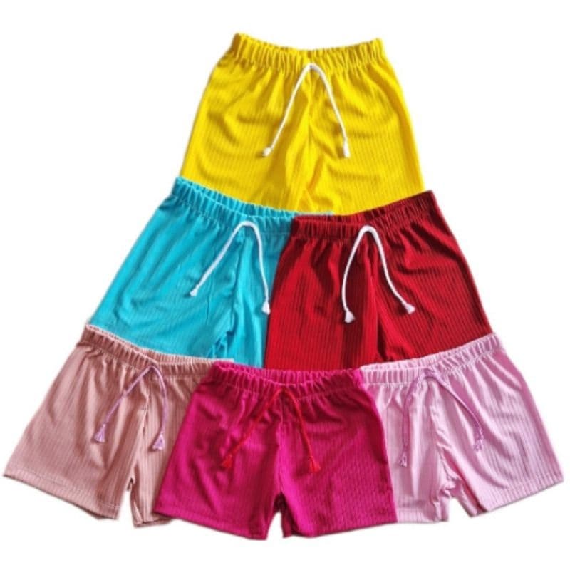 Shorts feminino infantil kit 3 peças Malha canelada.