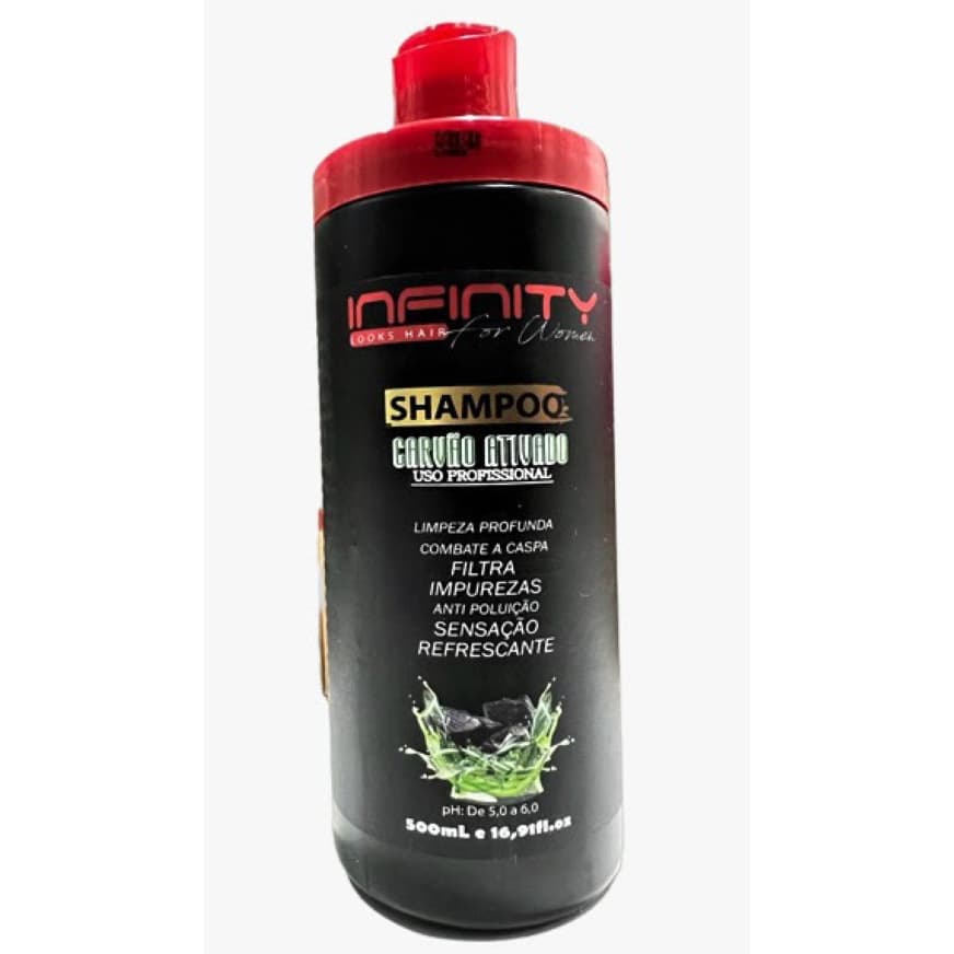 Shampoo Carvão Ativado Anticaspa Limpeza Profunda 500ml Infinity Profissional