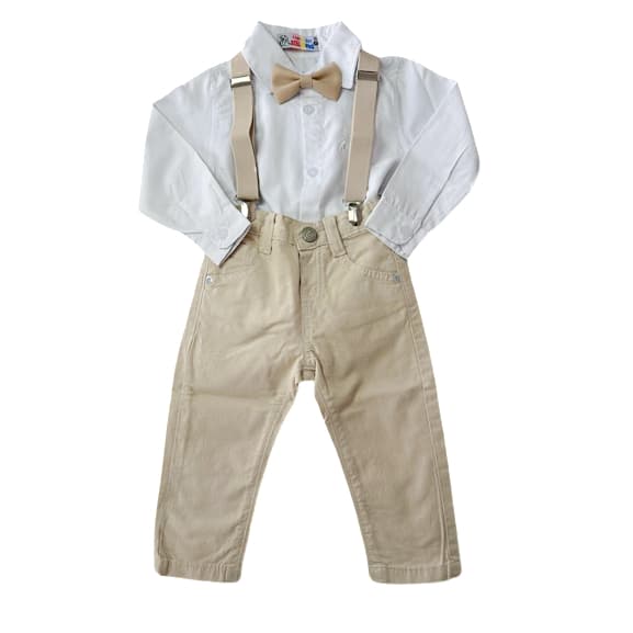 Conjunto Infantil Social Bege Para Menino Batizado e Festa