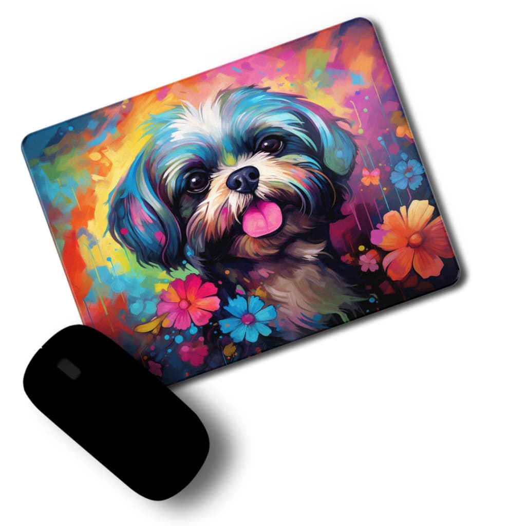 Mouse Pad De Cachorro Shih Tzu Emborrachado -18x29 cm