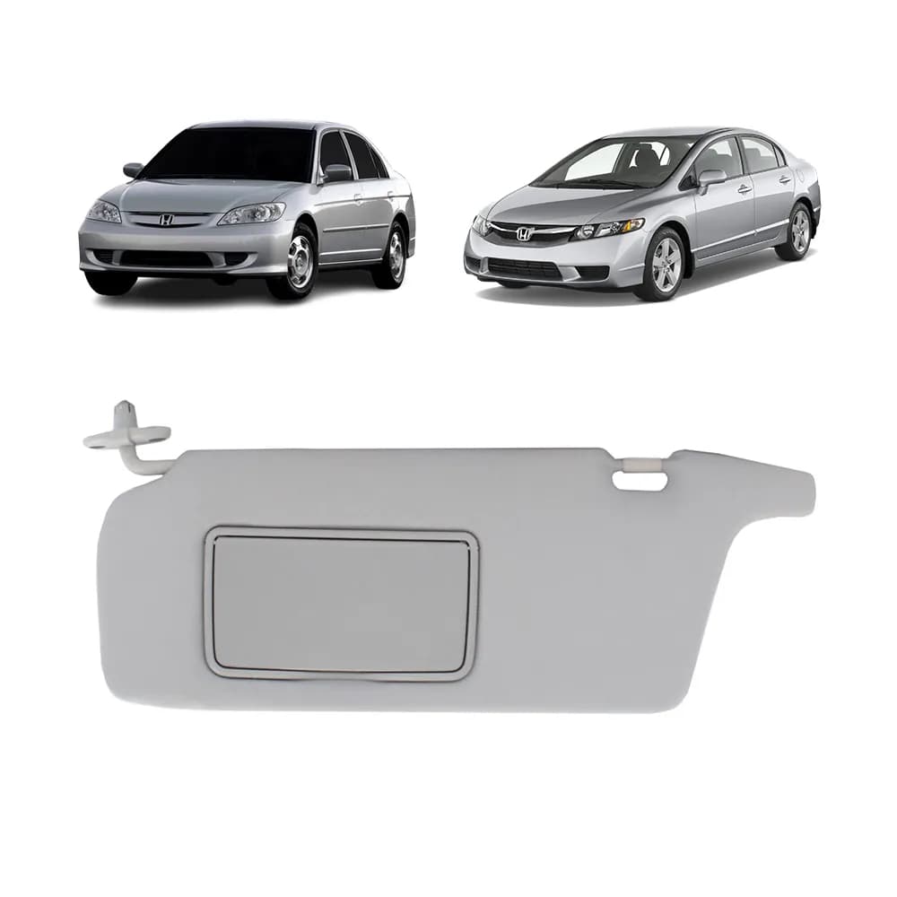 Quebra Sol Cinza com Espelho Honda Civic 2001 a 2007 Lado Esquerdo
