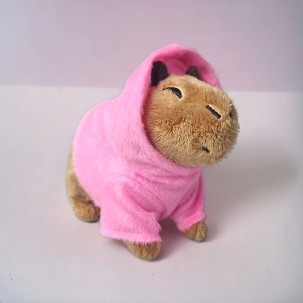 Brinquedos De Pelucia Capivara Fofa Filó C/ Capuz Rosa
