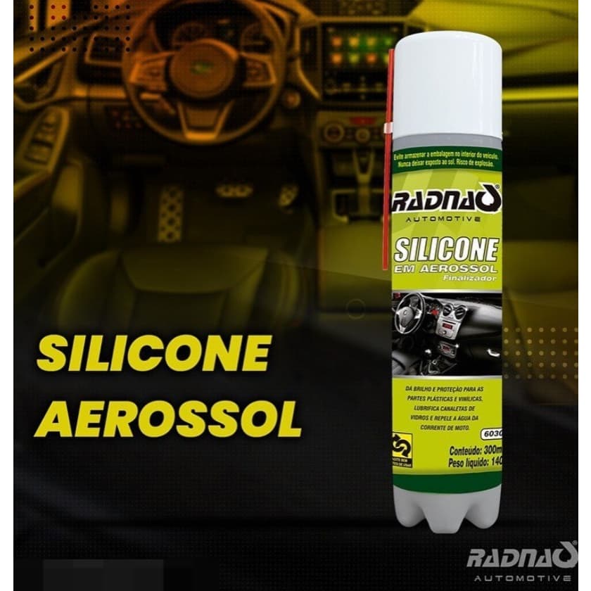 Silicone em spray Radnaq 300ml lubrifica esteiras e restaura qualquer tipo de borracha