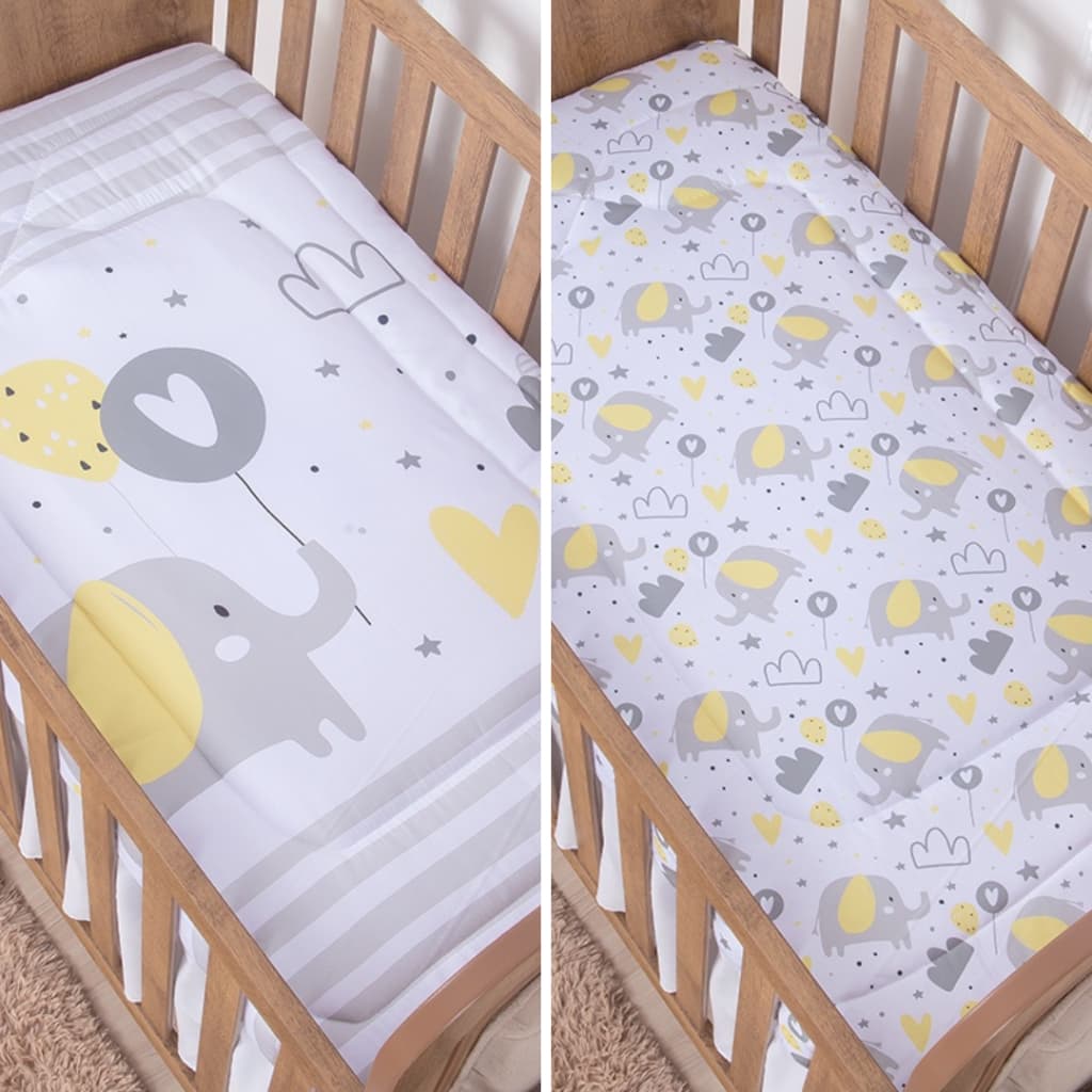 Edredom Cobertor Dupla Face para Bebe Bernardo Amarelo