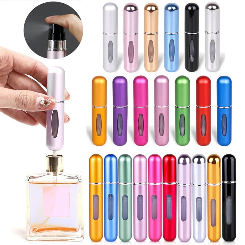 PACOTE 12 Pcs Porta Perfume Recarregavel Portatil Spray 5ml