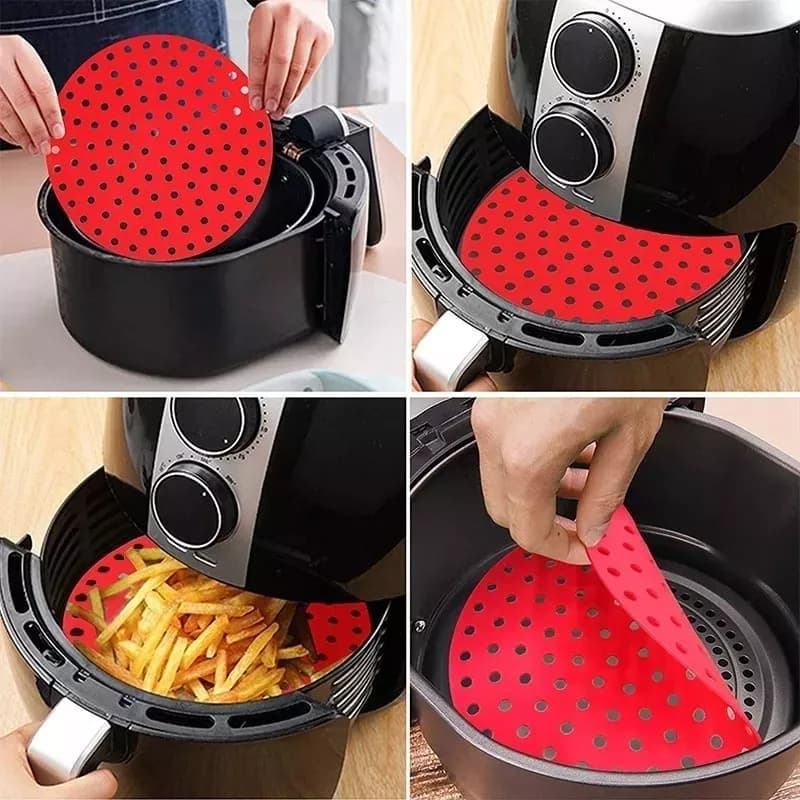 Tapete Protetor Silicone Para Air Fryer Fritadeira Não Gruda - Redondo / Quadrado