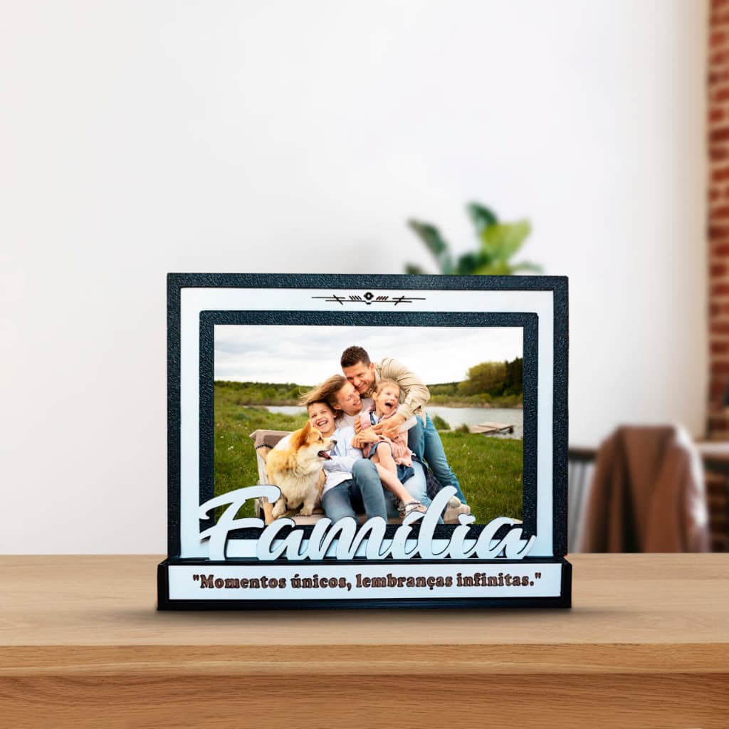 Porta Retrato Família 10x15cm Decoração para Sala Estante ou Rack