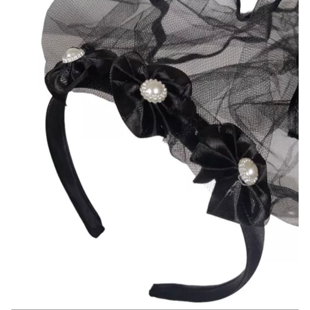 Véu Viúva Negra - Tiara Arco Viúva Negra - Festa, Carnaval, Fantasia