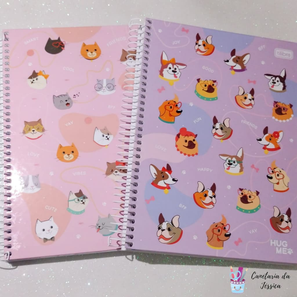 Caderno Espiral Universitário Pets Tilibra 10 Matérias Hug Me