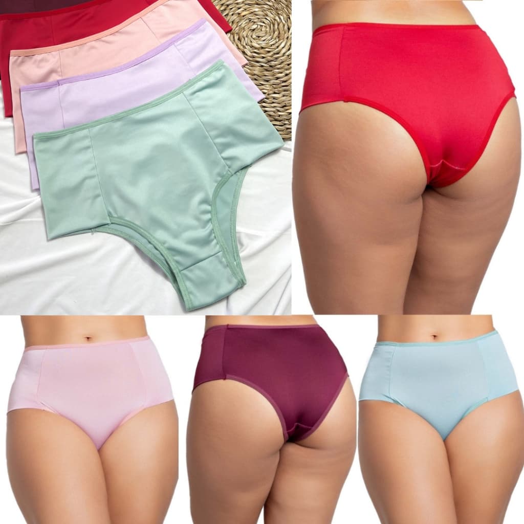 Kit10 Calcinhas  Cintura Alta Pala Dupla Forro 100% Algodão Nâo Marca Cós Alto Ultra Conforto