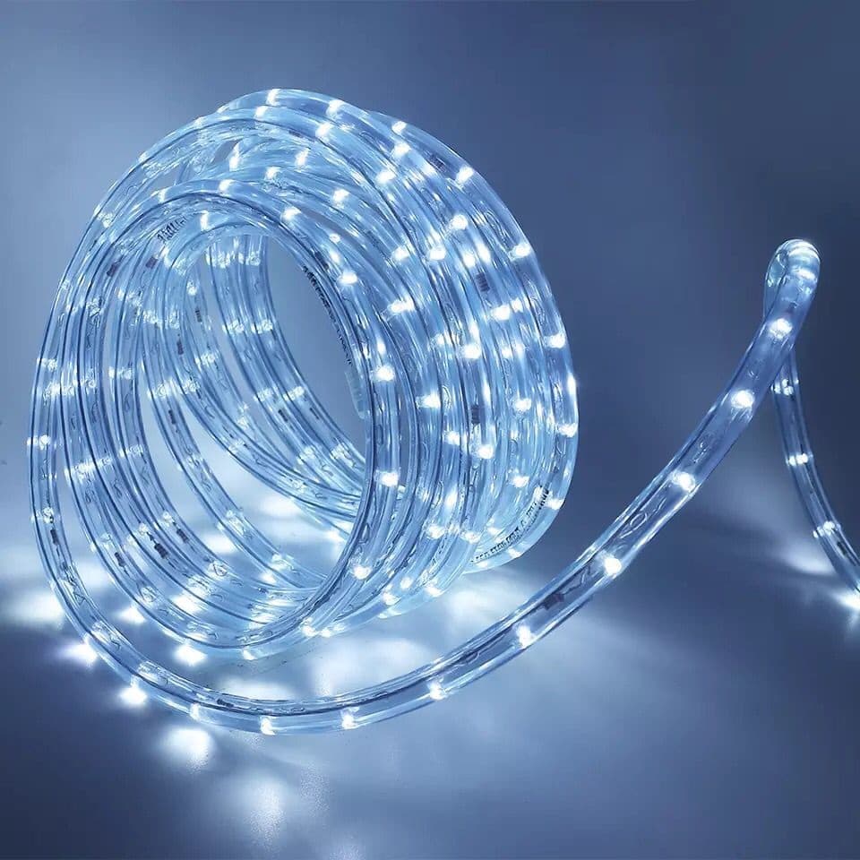 1 à 6m Mangueira Led Redonda Corda luminosa branco frio + Conector Decoração Iluminação Natal Sanca