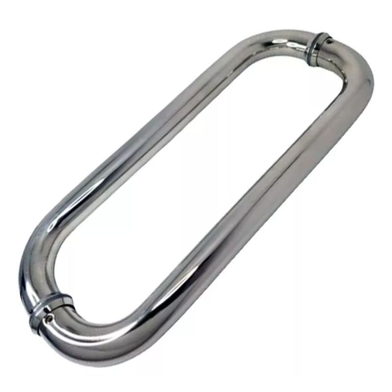Puxador Duplo Porta Pivotante Blindex Inox Oval 30cm