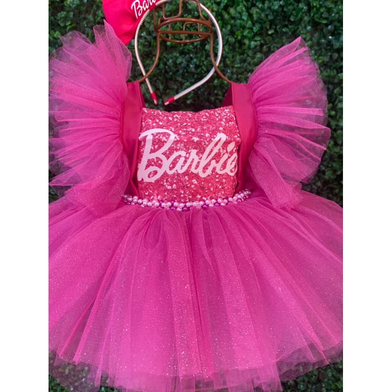 Lindo Conjunto vestido temático pink luxo princesa infantil blogueira aniversario Promoção