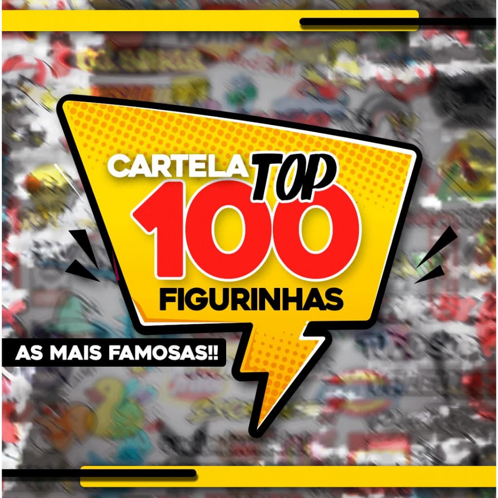 Cartela 100 Adesivos TOP Figurinhas em Vinil - Moto, Carro, Bike, Baú, Notebook