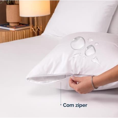 Kit 02 Capas Protetora de Travesseiro Impermeável com Zíper Anti-ácaro 70cm x 50cm 2 Pçs