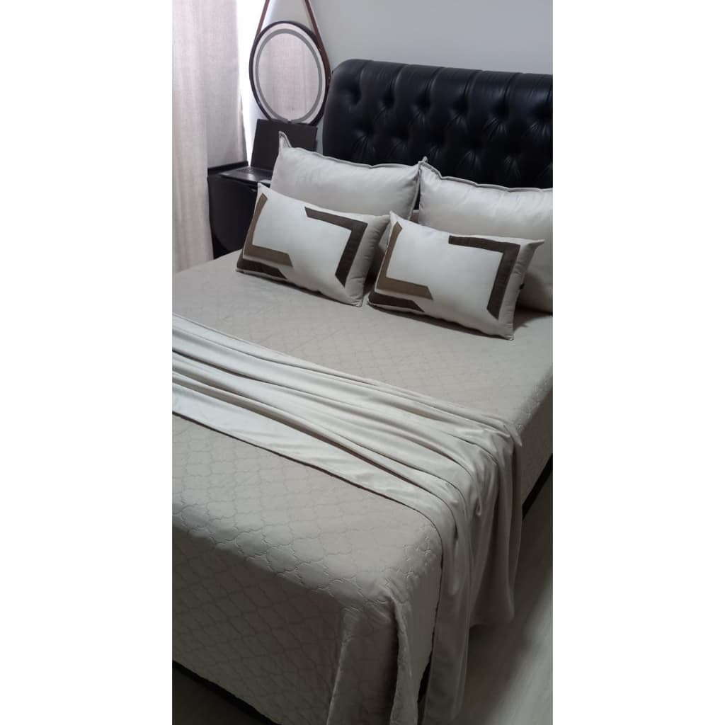 peseira manta casal lisa cor creme