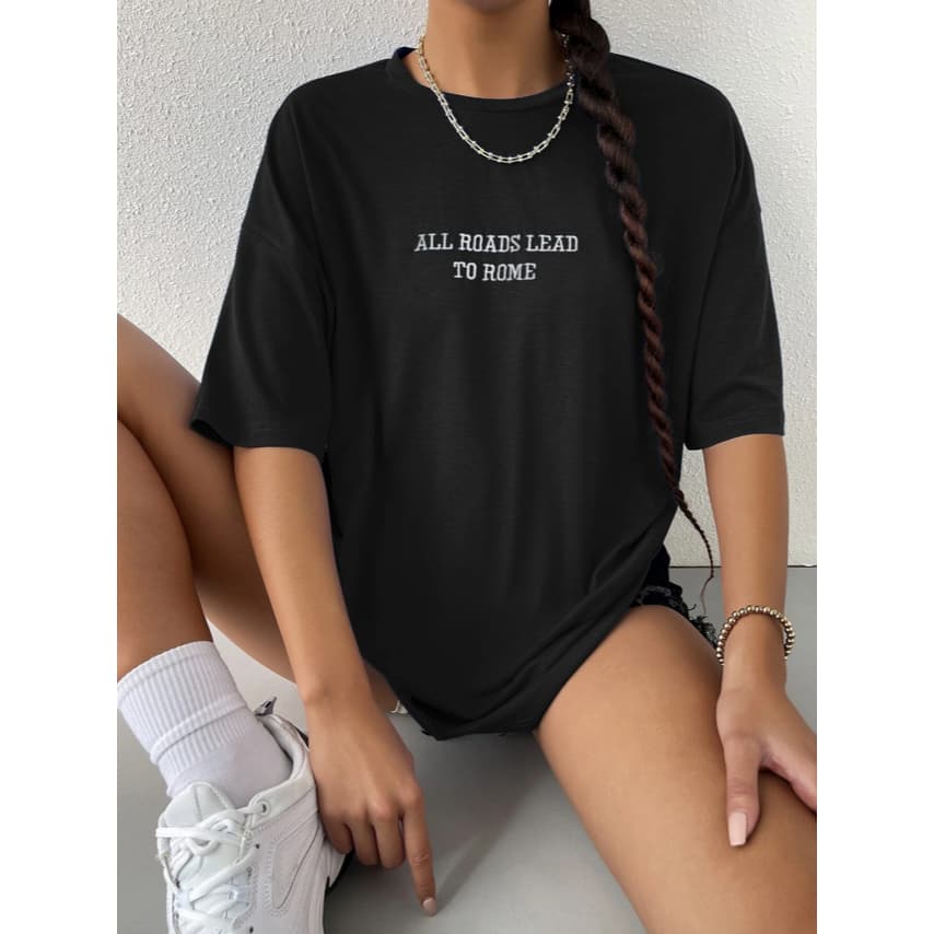 Camiseta Estampa All Roads Lead To Rome Frase Minimalista Todas Estradas Levam  Roma Viagem Cultura T-shirt Manga Curta