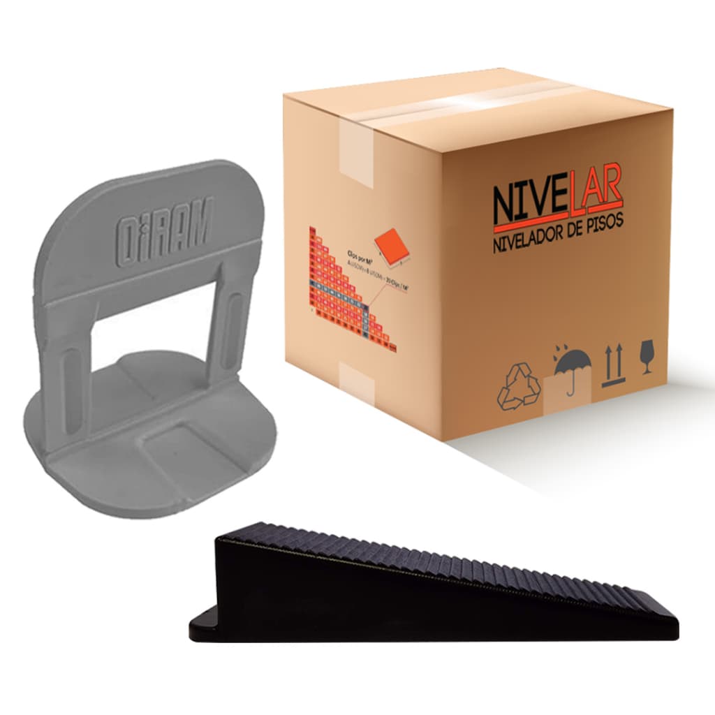 Kit Nivelador Espaçador P/ Pisos, Revestimentos e Porcelanatos MASTER 1300 Clips +300 Cunhas
