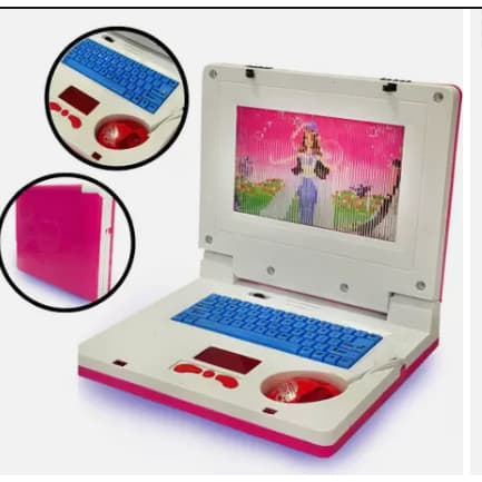 Laptop infantil rosa notebook computador portátil a pilha som luz princesas