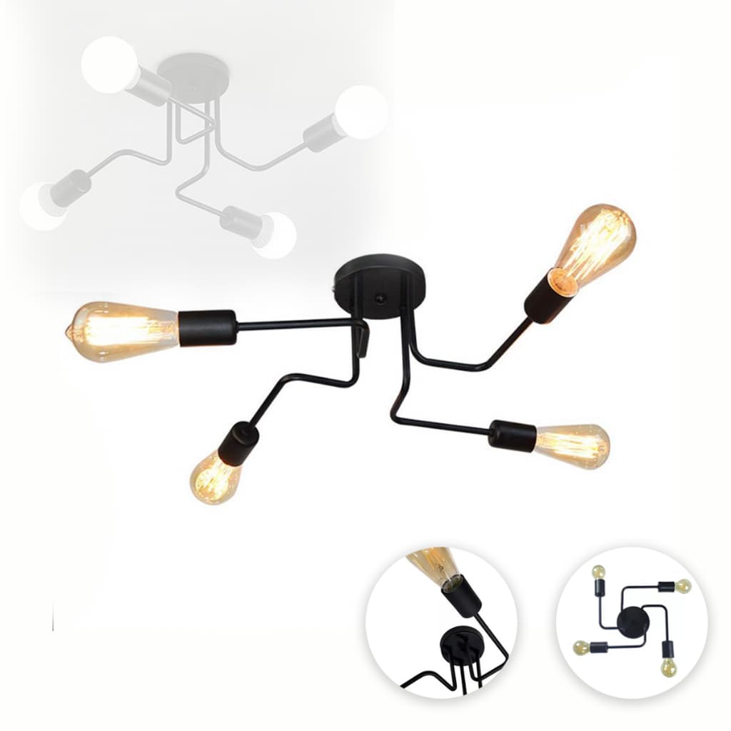 Lustre Luminária Sputnik Aranha 4 Braços Quarto Sala Cozinha
