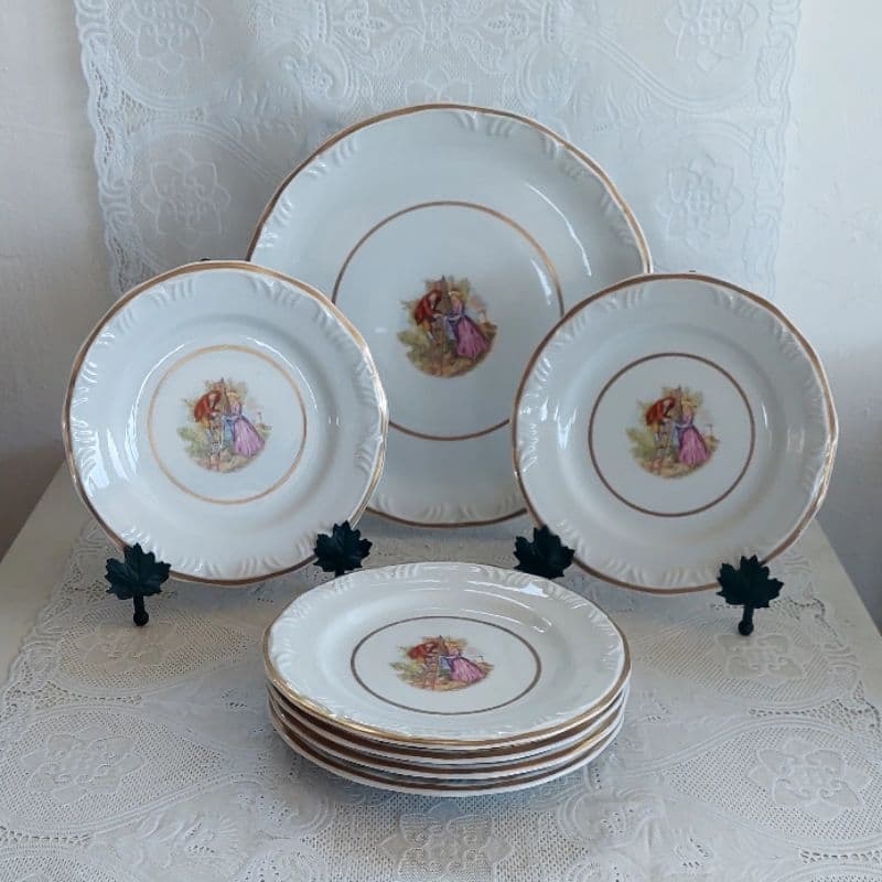 Jogo Bolo E Sobremesa Porcelana Schmidt D&d Cena Galante