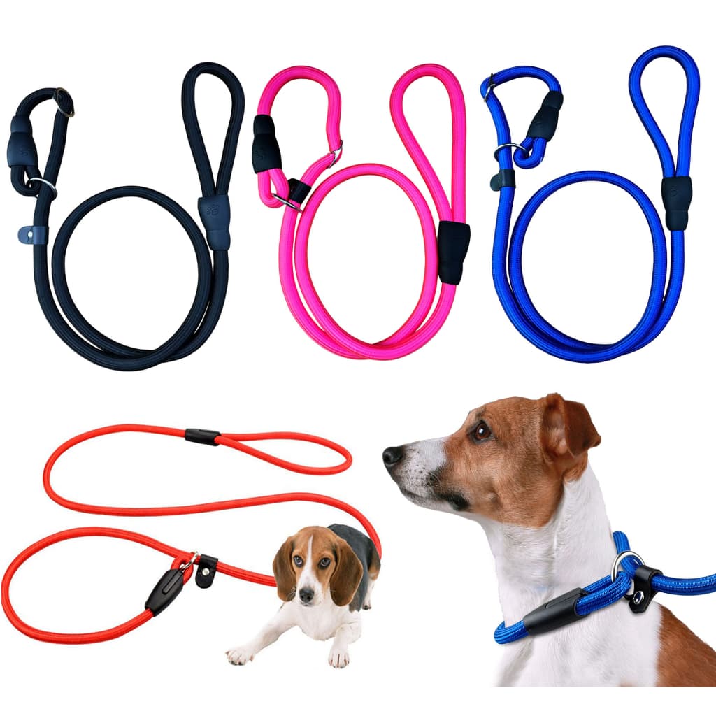 Coleira Guia de Corda Unificada para Cães Cachorro Adestramento Anti Puxão Enforcador Grade/Médio/Pequeno Porte LR-0184