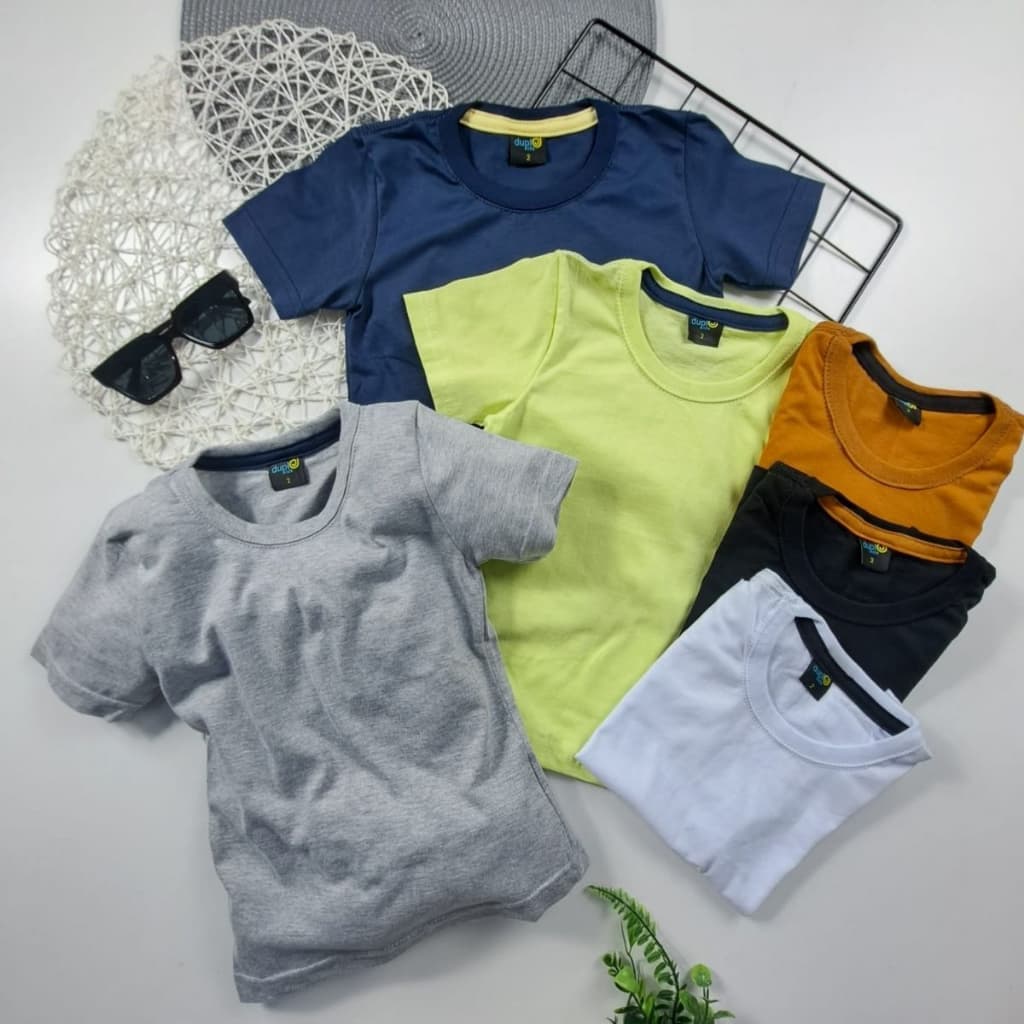 Kit 3 Camisetas Lisas Manga Curta Infantil Menino Algodão 1 Aos 10