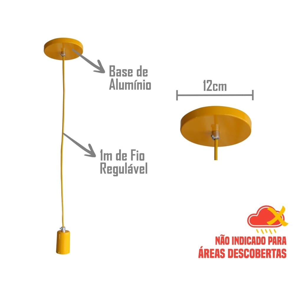 Luminária Pendente lustre Colorido 1 Lâmpada de Alumínio