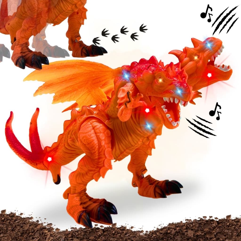 Dragão de Brinquedo Menino Dinossauro Grande C/ 2 Cabeças Som E Luzes Brinquedo Barato Dia das Crianças