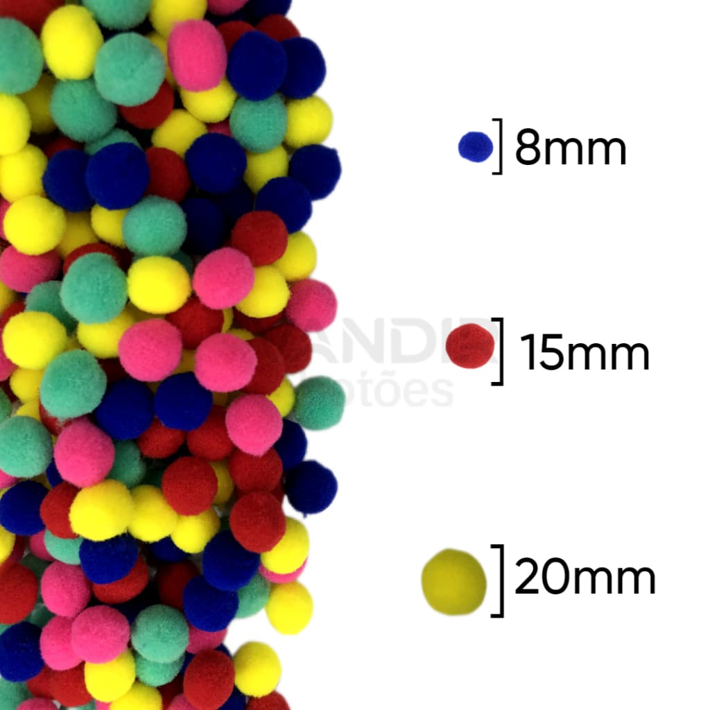 Pompom Solto 15mm - Pacote com 100 Unidades